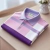 Men's Classic Business Stripe Logo Print Button-Down  Shirt Big & Tall