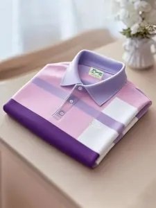 Men's Classic Business Stripe Logo Print Button-Down Shirt Big & Tall