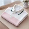 Men’s Smart Casual Color Block Logo Button Short Sleeve