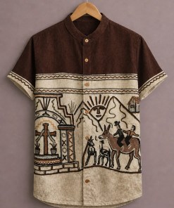 ForeverChoice™ Premium Ethnic Printed Shirt for Men – Tribal Designer Half Sleeve Casual Shirt