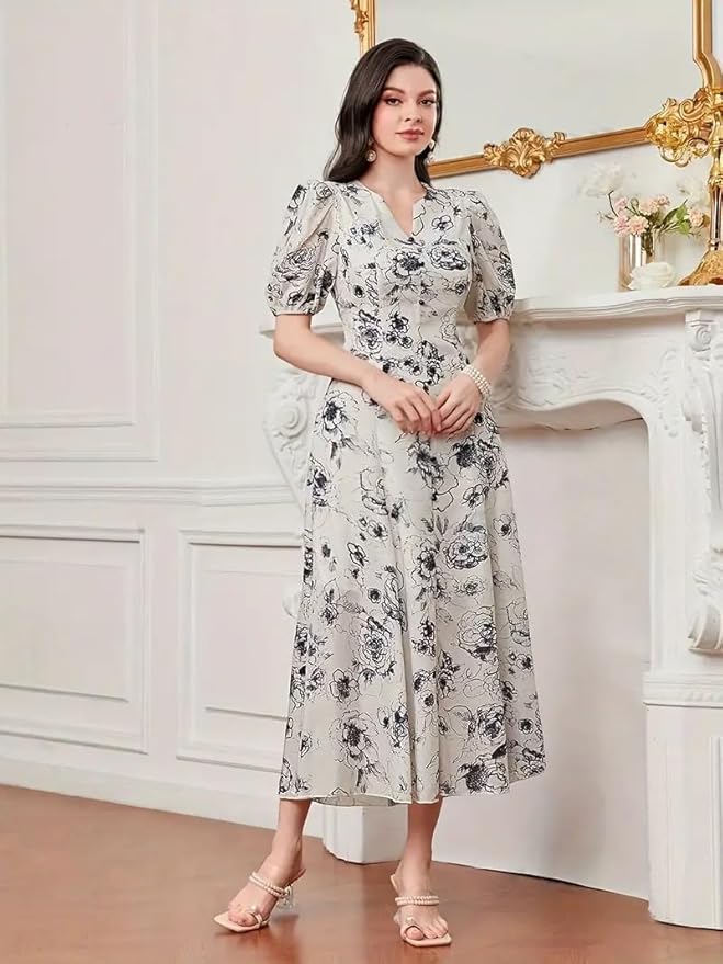 Women's Cotton Printed Midi Dress | Sleeveless Square Neck Casual Summer Dress for Women | Stylish Vacation Dress - Image 9