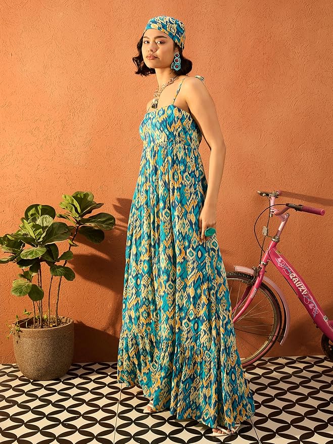 Women’s Floral Strappy Tie-Up Maxi – Boho Fusion Resort Summer Cotton Casual Wear Dress - Image 25