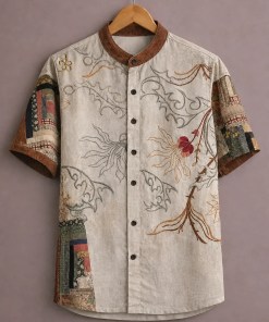 ForeverChoice™ Premium Artistic Printed Shirt for Men – Designer Half Sleeve Casual Shirt | Unique Floral Abstract Style
