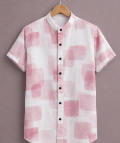 ForeverChoice™ Premium Abstract Soft Print Shirt for Men – Light Pink Designer Half Sleeve Casual Shirt