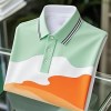 Men’s Classic Business Tricolor Irregular Logo Button Short Sleeve