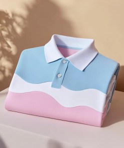 Men's Classic Business Check Logo Button Short Sleeve Shirt