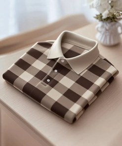 Men's Classic Business Check Logo Print Button-Down Shirt Big & Tall