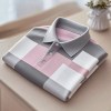 Men's Business Casual Grey and Pink Button Short Sleeve Shirt