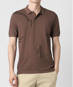 Men Brown PatternedNeck T-shirt