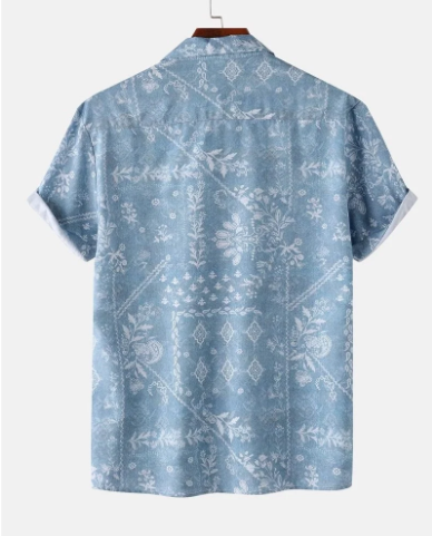 Hawaiian Motifs Blue Shirt - Image 2