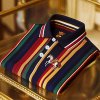 Men’s Business Stripe Logo Print Short Sleeve
