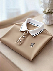 Men’s Business Casual Button Short Sleeve Shirt with Mixed Print Design - Image 4