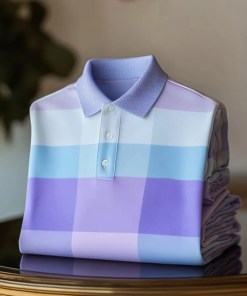 Men's Classic Business Check Logo Button Short Sleeve Shirt