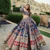 Blue Color Digital Printed Mirror Work Navratri Lehenga Choli
