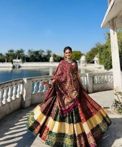 Red-Green Color Rajsthani Style Printed Garba Lehenga Choli
